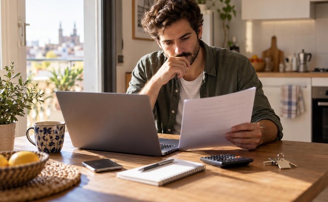 Compradores visitando una vivienda con presupuesto hipotecario definido